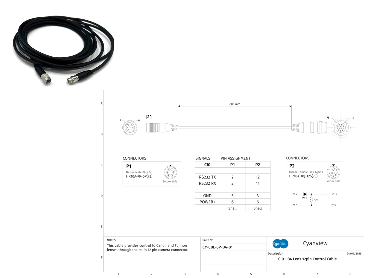 CyanView CY-CBL-6P-B4-02 (Cable between RIO and Canon B4 or Cine Servo lenses)