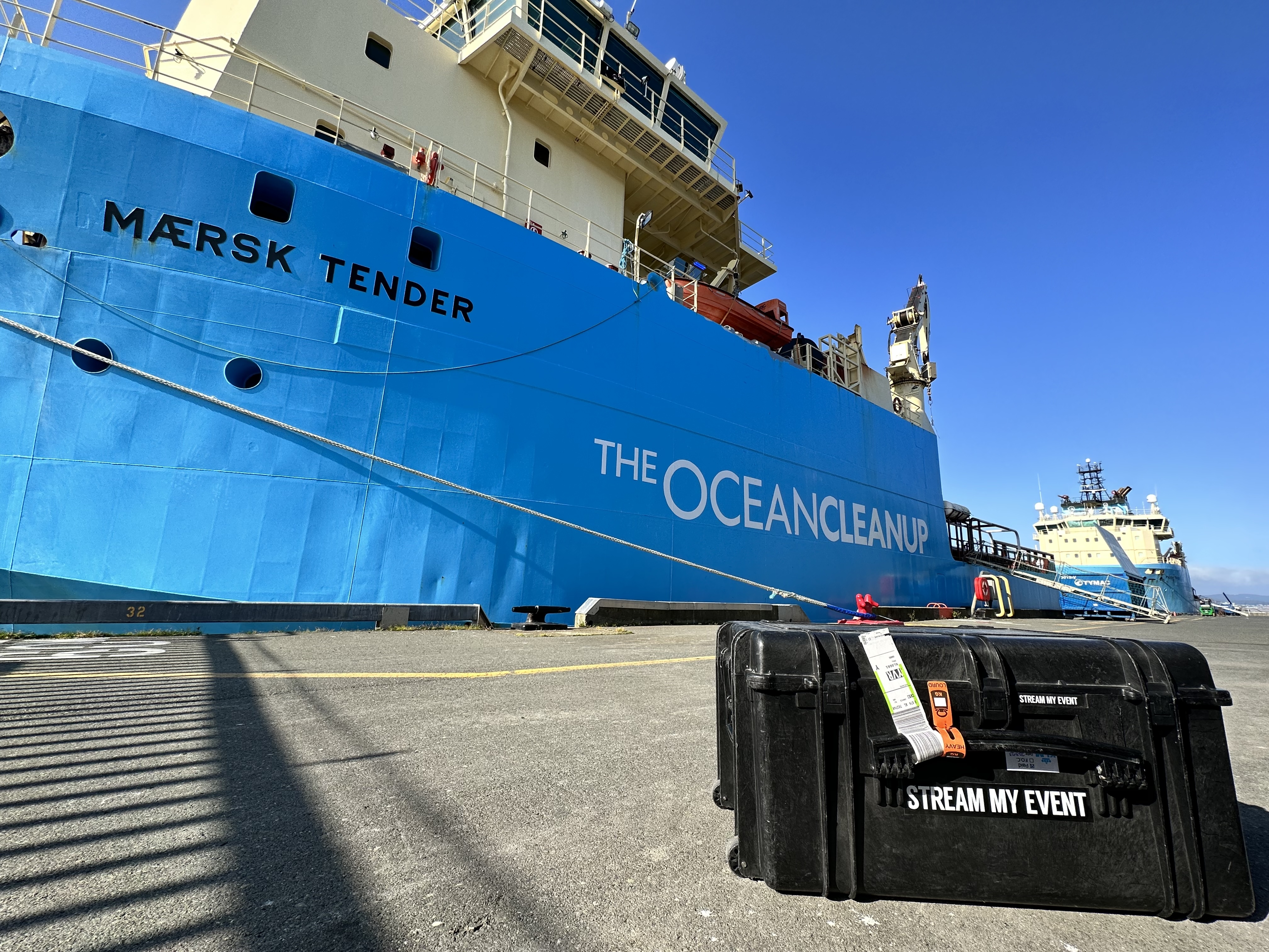 Stream My Event flightcase next to Maersk Tender