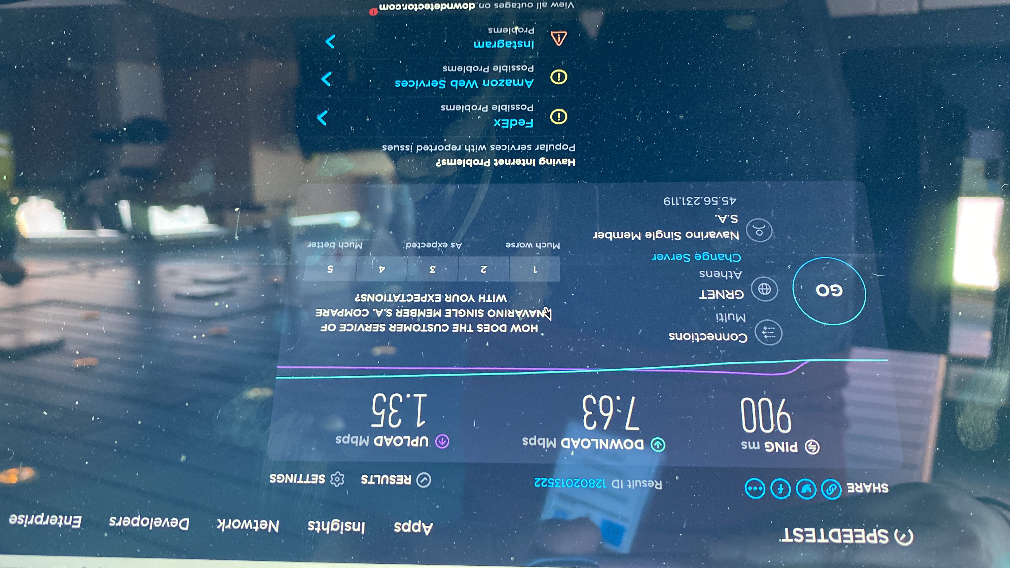 Speedtest out on the Pacific